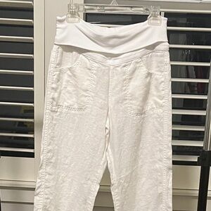 Athleta White Linen Casual Pants